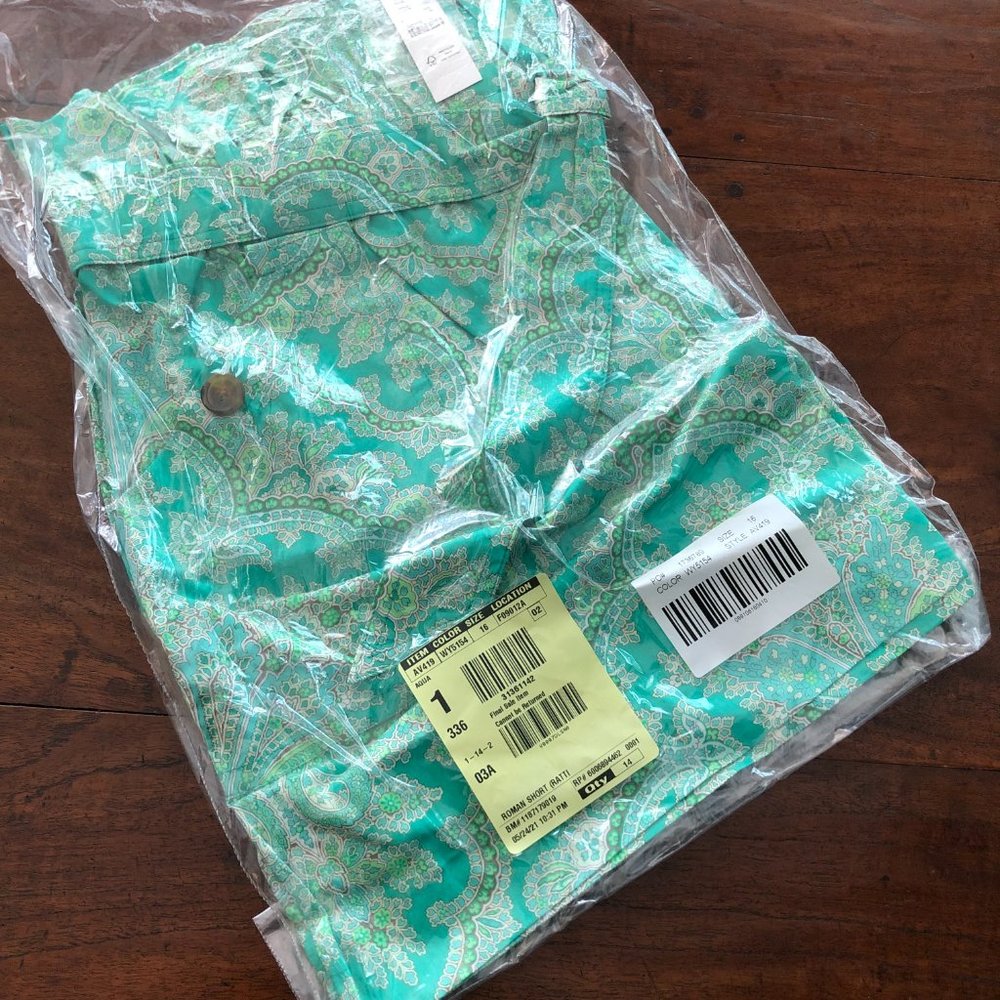 💚 NEW J. Crew Paper-bag Shorts in Aqua Ratti Pendant Paisley 16 - Picture 6 of 9